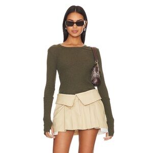 Enza Costa Olive Green Long Sleeve Top